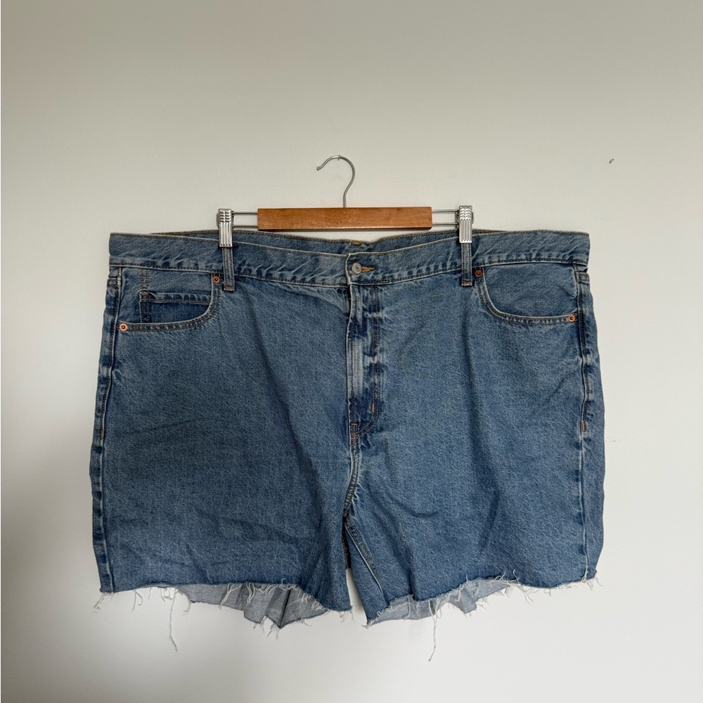 Raw Hem Blue Denim Shorts